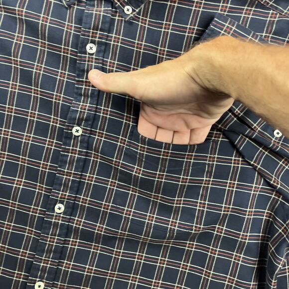 Charles Tyrwhitt Flannel Shirt Mens XXL Blue Plaid Classic Fit Non Iron Button - Picture 4 of 10
